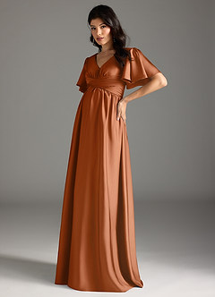Azazie Verna Abiti da damigella d'onore premaman Abito A-Line Increspato Raso Elasticizzato Floor-Length image4
