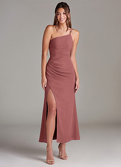 Azazie Eren Robes de demoiselle d'honneur Robe Sirène en Mousseline de soie Une épaule Améthyste image3