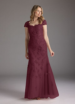 Azazie Marbella vestidos de madre de la novia Vestido de Cabernet de Encaje de Sirena con Reina Ana Lentejuelas image1