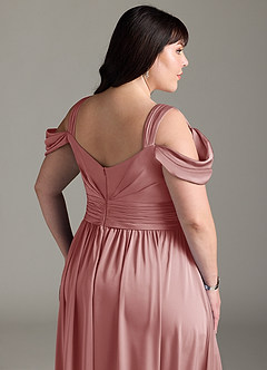 Azazie Lianne Bridesmaid Dresses Dusty Rose A-Line Off the Shoulder Stretch Satin Dress image15