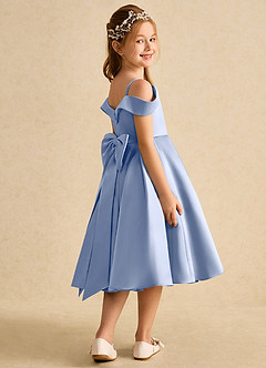 Azazie Favia Flower Girl Dresses Ice A-Line Off the Shoulder Matte Satin Dress image3