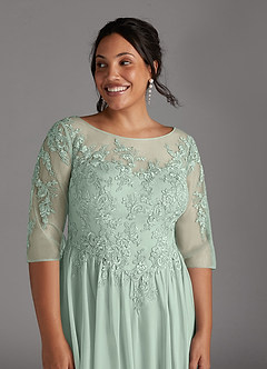 Azazie Harriet Mother of the Bride Dresses Agave A-Line Scoop lace Mesh Dress image12