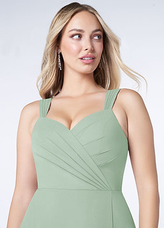 Azazie Nahrin Final Sale Agave A-Line V-Neck Pleated Chiffon Dress image5