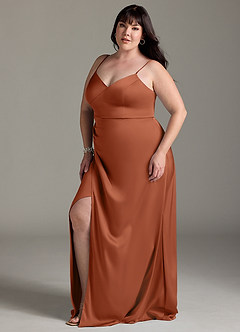 Azazie Marchella Bridesmaid Dresses Cedar Rose A-Line Corset Stretch Satin Dress image10