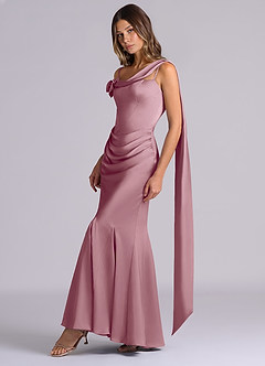 Azazie Inara Bridesmaid Dresses Vintage Mauve Mermaid Pleated Stretch Satin Dress image4