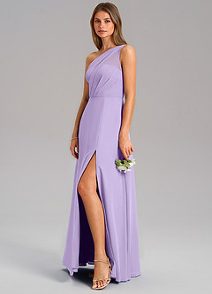 Azazie Phaedra Bridesmaid Dresses Lilac A-Line One Shoulder Chiffon Dress image5