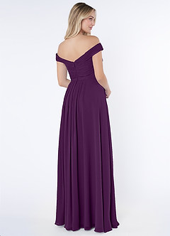 Azazie Audrianna Bridesmaid Dresses Grape A-Line Off-The-Shoulder Gathered Chiffon Convertible Dress image4