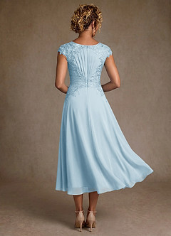 Azazie Crista Mère de la mariée Robes Robe Trapèze en Mousseline de soie Dentelle Bleu Ciel image2