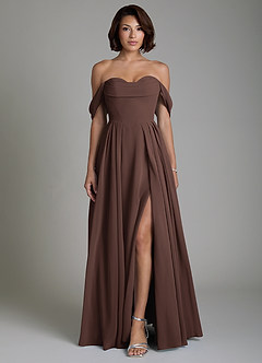 Azazie Loisa Brautjungfernkleider Wandelbar A-Linie Korsett Chiffon Kleid Ganache image1