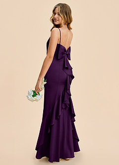 Azazie Lioren Junior Grape Sheath Bow Stretch Satin Dress image3