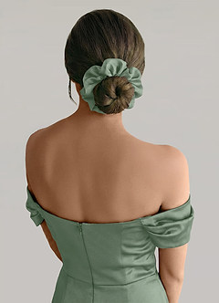 front Matching Color Bridesmaid Stretch Satin Over Size Scrunchie 6 pic Set