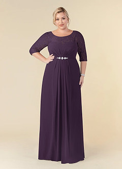 Azazie Leonine Kleider für die Brautmutter A-Linie Schaufel Spitze Chiffon Kleid Pflaume image10