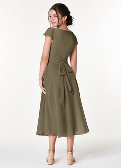 Azazie Payton Junior A-Linie Schleifen Chiffon Kleid Weidengrün image2