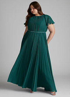 Azazie Kara Modest Bridesmaid Dresses A-Line Pleated Chiffon Floor-Length Dress image12