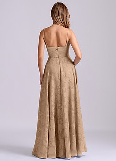 Azazie Elle 신부 들러리 드레스 A라인 주름진 플로럴 번아웃 바닥 길이 드레스 image2