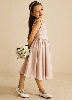 Azazie Ari vestidos de niña de las flores Vestido de Rosa Inglesa de Gasa de Corte En A con Sin mangas image3