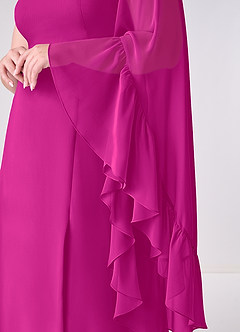 Barbie ♥ Azazie Bridesmaid Dresses Fuchsia A-Line Long Sleeve Chiffon Dress image10
