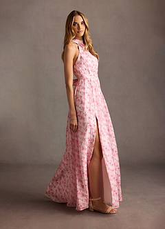 Marjorie Pink Floral Open Back Maxi Dress image4