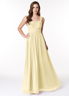 Azazie Zapheira Bridesmaid Dresses Lemon Sorbet A-Line Ruched Chiffon Dress image1