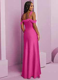 Barbie ♥ Azazie Bridesmaid Dresses Fuchsia Sheath Pleated Stretch Satin Dress image8