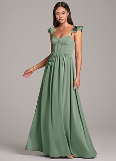 Azazie Denisse Bridesmaid Dresses Matcha A-Line Ruched Stretch Satin Dress image3