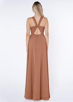 Azazie Jane Bridesmaid Dresses Bronzer A-Line V-Neck Pleated Chiffon Dress image2
