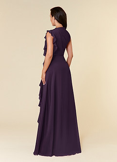 Azazie Narine Mother of the Bride Dresses Plum A-Line High Neckline Pleated Chiffon Dress image5