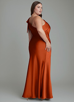 Azazie Yuanna Bridesmaid Dresses Paprika Mermaid One Shoulder Stretch Satin Dress image9