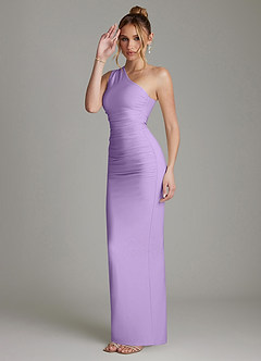 Azazie Shanice Jurken voor bruidsmeisjes Jurk van Hoogwaardige stretchjersey met Kolom One-shoulder Lila image3