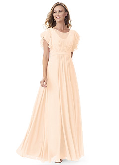 Azazie Daphne Modest Bridesmaid Dresses A-Line Ruffled Chiffon Floor-Length Dress image11