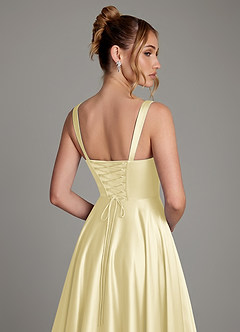 Azazie Azaria Brautjungfernkleider A-Linie Korsett Stretch-Satin Kleid Zitronensorbet image2