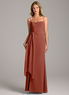 Azazie Tahlia Bridesmaid Dresses Auburn A-Line with Belt Chiffon Dress image5