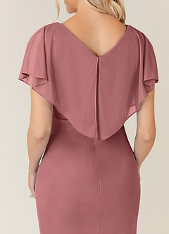 Azazie Waverly Mother of the Bride Dresses Desert Rose Sheath Pleated Mesh Dress image7