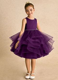 Azazie Tinie Blumenmädchenkleider Ballkleid Schleifen Tüll Kleid Traube image3