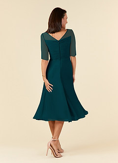 Azazie Naomi Mother of the Bride Dresses Pine A-Line Boatneck Pleated Chiffon Dress image2