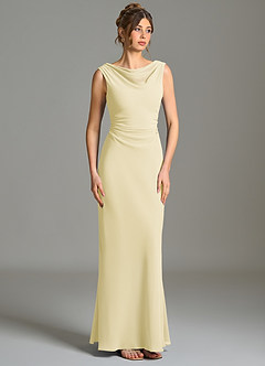 Azazie Kieryn Bridesmaid Dresses Lemon Sorbet Mermaid Pleated Chiffon Dress image5