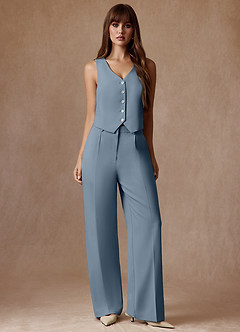 front Rowan Blu Polveroso Pantaloni Performance in tessuto raffinato