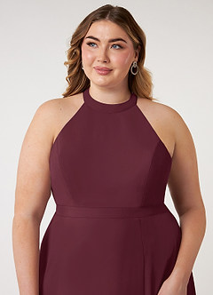 Azazie Clarice Bridesmaid Dresses Cabernet A-Line Halter Chiffon Dress image13