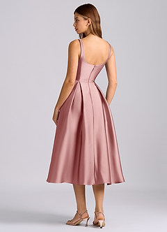 Azazie Amalie Bridesmaid Dresses Dusty Rose A-Line Pleated Stretch Satin Dress image5