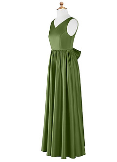 Azazie Hathaway Junior Juniper A-Line Bow Stretch Satin Dress image8
