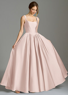 Azazie Verina Bridesmaid Dresses Blushing Pink A-Line Pleated Stretch Satin Dress image5
