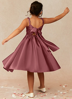 Azazie Cutie Pie Flower Girl Dresses Amethyst A-Line Pleated Matte Satin Dress image2