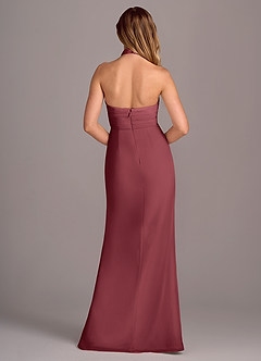 Azazie Jemma Bridesmaid Dresses Merlot Sheath Pleated Chiffon Dress image2