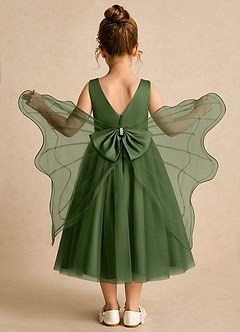 Azazie Pear Flower Girl Dresses Olive Ball-Gown Bow Tulle Dress image1