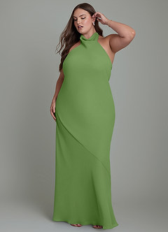 Azazie Velli Bridesmaid Dresses Basil Mermaid High Neck Chiffon Dress image11