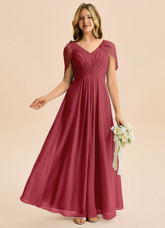 Azazie Emma Junior Robe Trapèze en Mousseline de soie Plissée Grenade image5