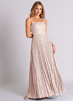 Azazie Mariana 신부 들러리 드레스 A라인 스트랩리스 플로럴 번아웃 바닥 길이 드레스 image4