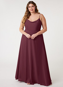 Azazie Daenerys Bridesmaid Dresses Cabernet A-Line Cowl Chiffon Dress image8