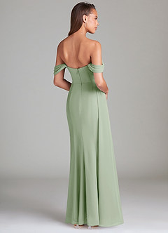 Azazie Amyra Bridesmaid Dresses Dusty Sage Sheath Off the Shoulder Chiffon Convertible Dress image4