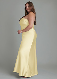 Azazie Saylor Bridesmaid Dresses Lemon Sorbet Mermaid Strapless Stretch Satin Dress image14